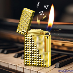 Кременева газова запальничка Rillex LB-822 з фактурним малюнком та підпалом від руху