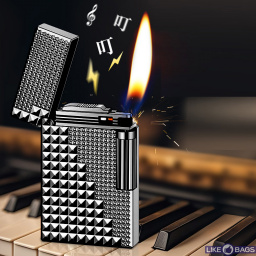 Кременева газова запальничка Rillex LB-822 з фактурним малюнком та підпалом від руху