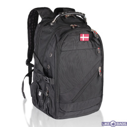 Швейцарский повседневный рюкзак 8810 черный с входом USB и AUX