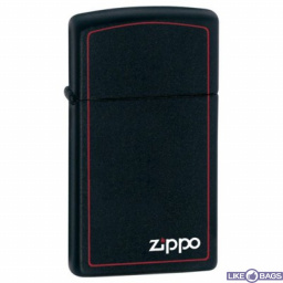 Zippo Slim® Black Matte with Red Border 1618ZB Запальничка Zippo тонка Чорна матова подарункова