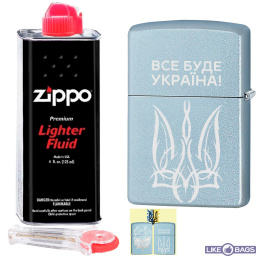 Zippo Ukraine + Butterfl Wings у наборі: запальничка, кремній та бензин зиппо 