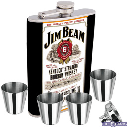 Фляга Jim Beam + 4 стаканчики + лійка в подарунковій упаковці LB-750