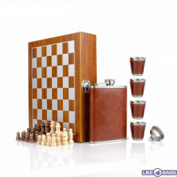 Подарунок начальнику набір фляга та шахи + 4 стаканчики та лійка LB-136
