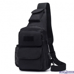 Тактична сумка нагрудна Eagar військова сумка на плече чорна сумки на плече з портом зарядки USB