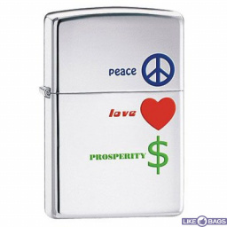 Бензинова запальничка Zippo 24714 Peace Love Prosperity (Світ, кохання, процвітання).