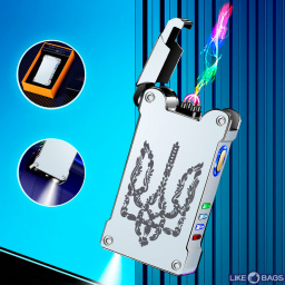 USB Запальничка герб України 2 дуги з ліхтариком у подарунковій упаковці LB-670U1