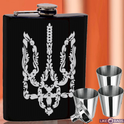 Фляга Україна + чотири склянки + лійка 7 oz в подарунковому наборі LB-145U8