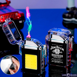 Електроімпульсна запальничка usb із ліхтариком J_B у подарунковій упаковці LB-737U1