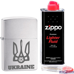 Zippo &quot;Ukraine emblem&quot; Подарунковий набір Запальничка Zippo 200 + кремній + бензин
