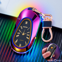 Зажигалка юсб машинка с подсветкой + часы в подарочной упаковке LB724H