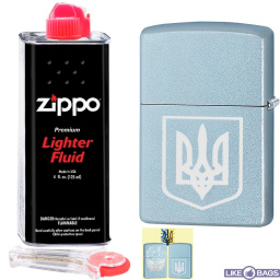 Zippo герб Украины + Batterfly в наборе: зажигалка, кремний и бензин зиппо VR24467