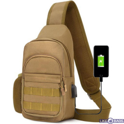 Тактична сумка нагрудна хакі з USB-вихід Dolcey рюкзак сумка через плече B474 тактичні сумки Dolcey