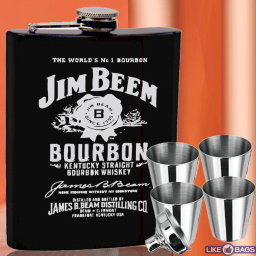 Фляга Jim Beem + 4 стаканчики + лійка 7 oz в подарунковій упаковці LB-145U9