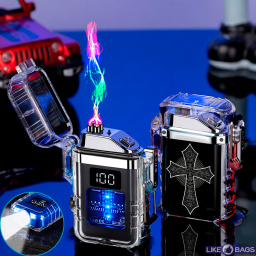 Запальничка USB імпульсна кельтський хрестик з ліхтариком в подарунковій упаковці LB-751U2