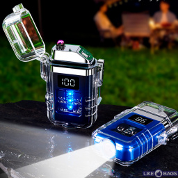 Запальничка USB імпульсна з ліхтариком у вологозахисному корпусі в подарунковій упаковці LB-751B