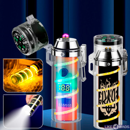 Запальничка usb Герб України з підсвічуванням + ліхтарик у подарунковій упаковці LB-739U2