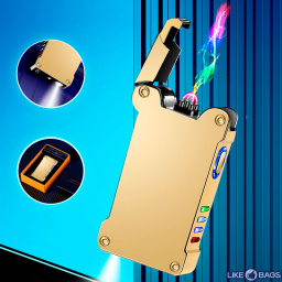 Запальничка usb 2 дуги з ліхтариком у подарунковій упаковці LB-670Gold