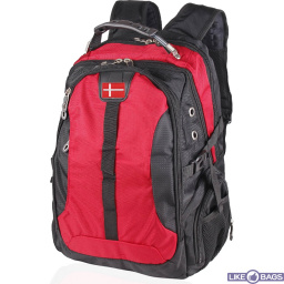 Рюкзак для ноутбука UNION та USB AUX чорний з червоним 9388R