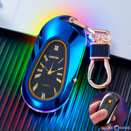 Зажигалка юсб машинка с подсветкой + часы в подарочной упаковке LB724C