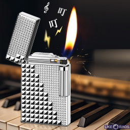 Кременева газова запальничка Rillex LB-822 з фактурним малюнком та підпалом від руху